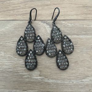 Dark silver beaded earrings